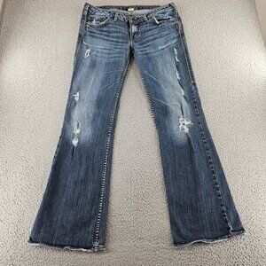 Silver Jeans Jeans Womens 32x33 Blue Alex Distressed Bootcut Western Glove Works